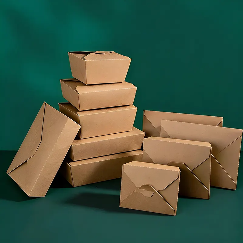 1000-ml-Lebensmittelbox aus Papier mit vier Klappen für gebratenen Reis