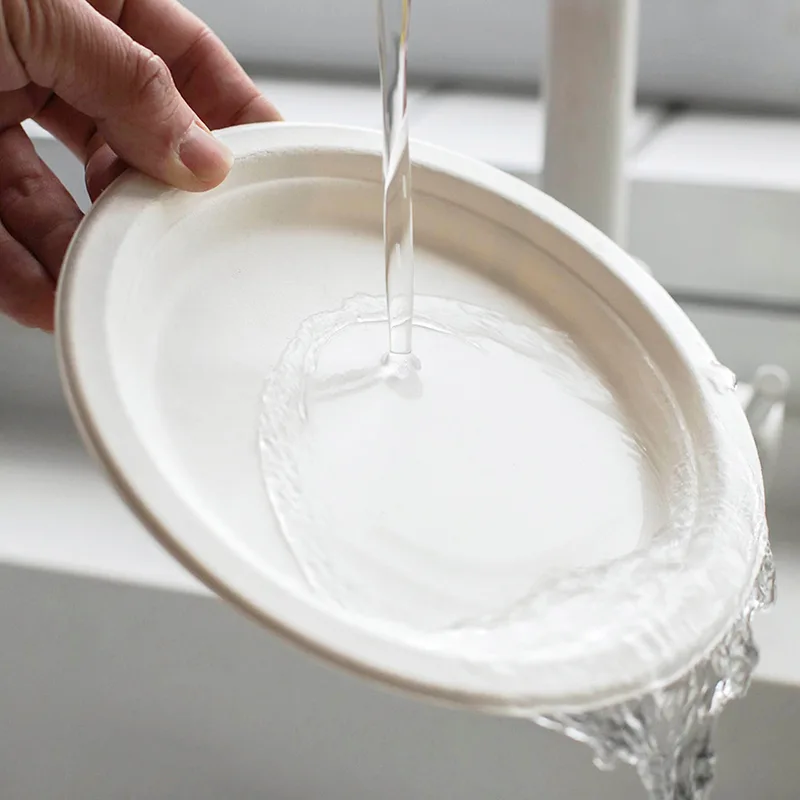 7-Zoll-weißer, biologisch abbaubarer Teller aus Zuckerrohr